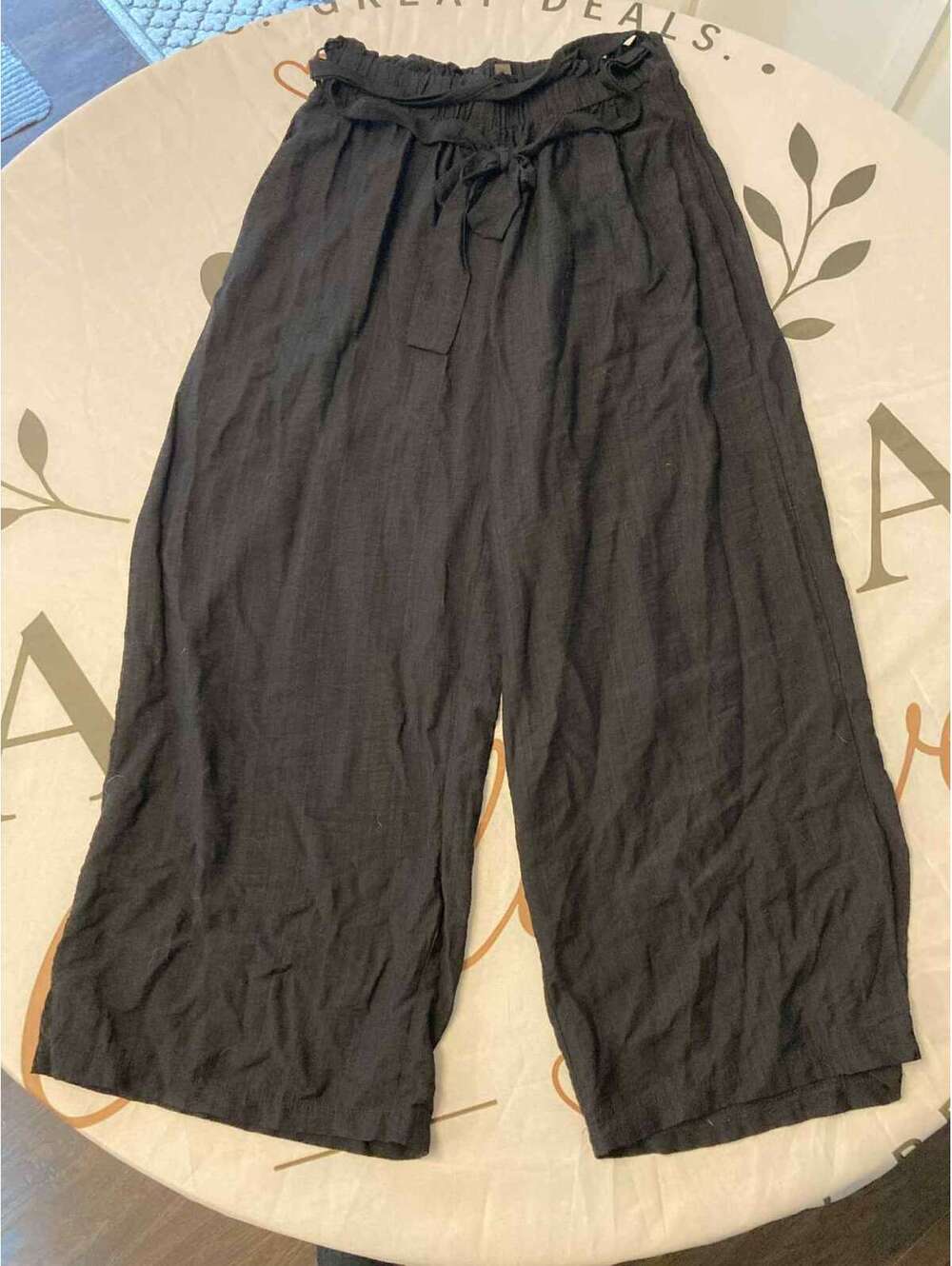 Shein Black Wide Leg Paperbag Waist Pants Size L